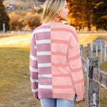 Zeagoo Striped Oversized Sweater Color Block Loose Pullover Top
