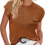 Zeagoo Sleeveless Cape Sleeve Knit Ribbed Tank Tops