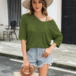 Zeagoo Women's Crochet Off The Shoulder Hollow Out Knit Tops