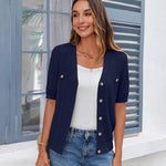 Zeagoo Short Sleeve Cardigan Button Down Ribbed Knit Sweater Tops