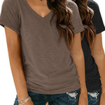 Zeagoo Women Casual Soft V Neck Basic Tee Tops