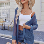Zeagoo Women 2024 Lightweight Crochet Cardigan Long Sleeve Open Front Knit Sweater Summer Kimono Cover Up with Pockets