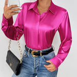 Zeagoo Satin Blouses Casual Long Sleeve Button Down Silk Shirts