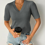 Zeagoo Short Sleeve Sweaters Soft Casual V Neck Pullover Tops