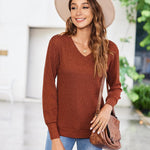 Zeagoo Long Sleeve Shirts for Women V Neck Casual Sweaters