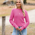 Zeagoo Women's Fall Crewneck Cropped Sweater