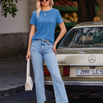 Zeagoo T-Shirt Short Sleeve Tops Casual Crew Neck Blouse (DE Only)