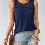 Zeagoo Tank Top Blouses Scooped Neck Pleated Front Shirts