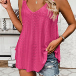Zeagoo Flowy Strap Eyelet Embroidery Sleeveless Casual Tank Top