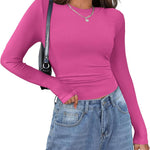 Zeagoo Langarmshirt Damen Rundhals Basic T-Shirt