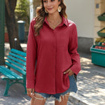 Zeagoo Linen Button Down Shirts  Long Sleeve Cotton Gauze Tops
