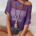Zeagoo Short Sleeve Crochet Sweater Tops