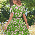 Zeagoo Summer Tiered Mini Dress with Pockets Ruffle Sleeve Dress
