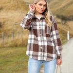 Zeagoo Women Flannel Shacket Jacket Plaid Button Down Shirt