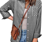 Zeagoo Long Sleeve Plaid Shirt for Women Flannel Button Down Shirts