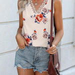 Zeagoo Women V Neck Lace Tank Tops