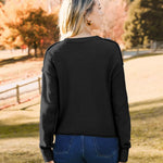 Zeagoo Women's Crew Neck Cropped Sweater Long Sleeve Knit Tops