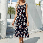Zeagoo Floral Beach Sundress Casual A-Line Midi Tank Dresses