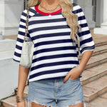Zeagoo Oversized Loose Fit Short Sleeve Striped Tops