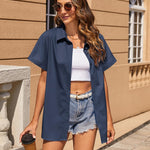 Zeagoo Women's Cotton Button Down Shirts Short Sleeve Casual Shirts