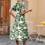 Zeagoo Midi Floral Flutter Short Sleeve Casual Dresses with Pockets