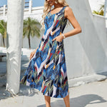 Zeagoo Floral Beach Sundress Casual A-Line Midi Tank Dresses