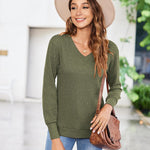 Zeagoo Long Sleeve Shirts for Women V Neck Casual Sweaters