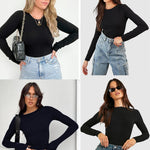 Zeagoo Women's Basic T-Shirt Long Sleeve Y2K Crop Tops (DE Only)