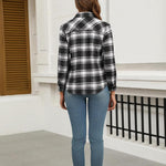 Zeagoo Women's Checked Blouse Long Sleeve V-Neck Shirt (DE Only)