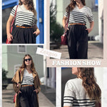 Zeagoo Short Sleeve Sweaters Soft Casual V Neck Pullover Tops