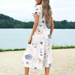 Zeagoo Women's Casual Dress Flutter Button Down Tiered Flowy Dress