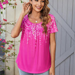 Zeagoo Women Tunic Tops Dressy Casual Short Sleeve Floral Shirts