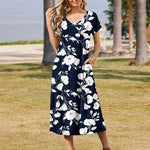 Zeagoo Floral Dress Short Sleeve Beach Dress