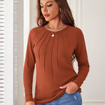 Zeagoo Women Long Sleeve Shirts Casual Pleated Tunic Blouses