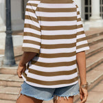 Zeagoo Oversized Loose Fit Short Sleeve Striped Tops