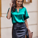 Satin Silk Blouse Tops - Zeagoo (Us Only)