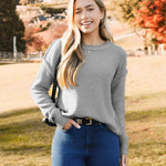 Zeagoo Women's Crew Neck Cropped Sweater Long Sleeve Knit Tops