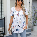 Zeagoo Women Tunic Tops Dressy Casual Short Sleeve Floral Shirts
