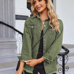 Zeagoo Jean Jackets Ripped Stretchy Denim Jean Jacket