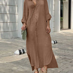 Zeagoo Women's Casual Long Sleeve Button Front Maxi Shirt Dresses