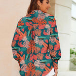 Zeagoo Women's Button Down Shirts Loose Fit Striped Printed Lantern Blouses