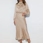Ruby Anderson | Satin High-Neck Midi Dress For Women