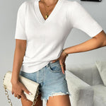 Zeagoo Short Sleeve Sweaters Soft Casual V Neck Pullover Tops