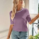 Zeagoo Short Sleeve Sweater Crew Neck Dressy Casual Soft Knit Tops