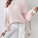 Zeagoo Sweater Casual Long Sleeve Color Block Loose Pullover