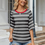 Zeagoo Oversized Loose Fit Short Sleeve Striped Tops