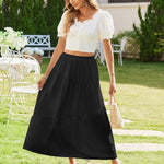 Zeagoo Maxi Skirts Boho Pleated A-Line Flowy Swing Skirt