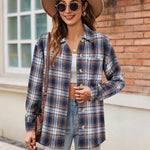 Zeagoo Women Flannel Shacket Jacket Plaid Button Down Shirt