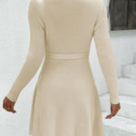 Zeagoo Women's Casual Dress Tie Waist Fall Ribbed Dress