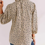 Zeagoo Leopard Printed Long Sleeve Ruffle Hem Babydoll Blouse Shirt Tunic Top